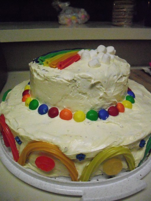 rainbowcake This a the cake Steph made to celebrate our arival!