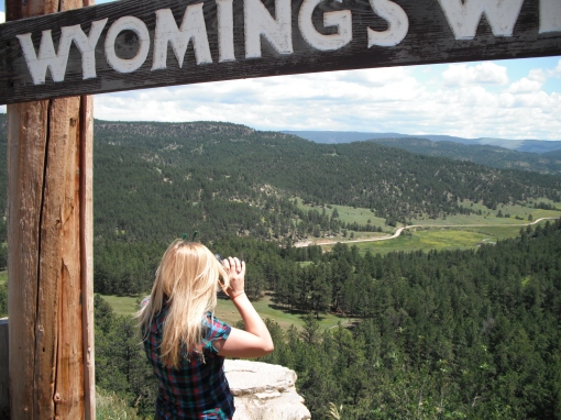 Priscilla in Wyoming.  I was looking for my binoculars, and came to the realazation that they were in the car before it was broken into... Great, they took my grandfather's binoculars that were worth ten bucks. I cursed the theaves here on top of Big Sky Country.